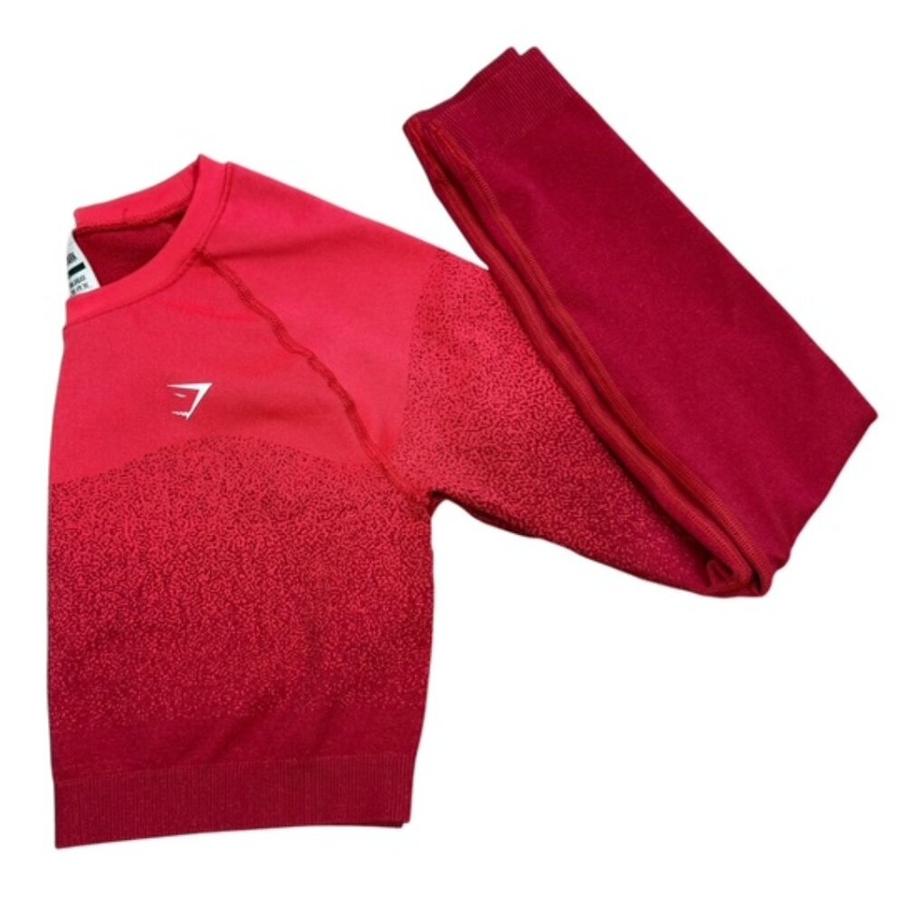 Gymshark Adapt Ombre Seamless Long Sleeve Crop Top Pink/Red Size L